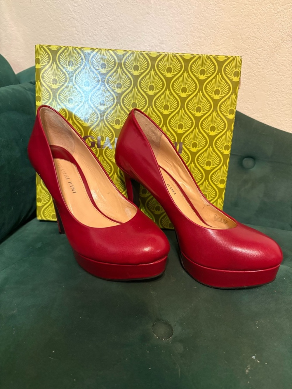 Red Platform Pump Heels - Women's Leather Dress Shoes
